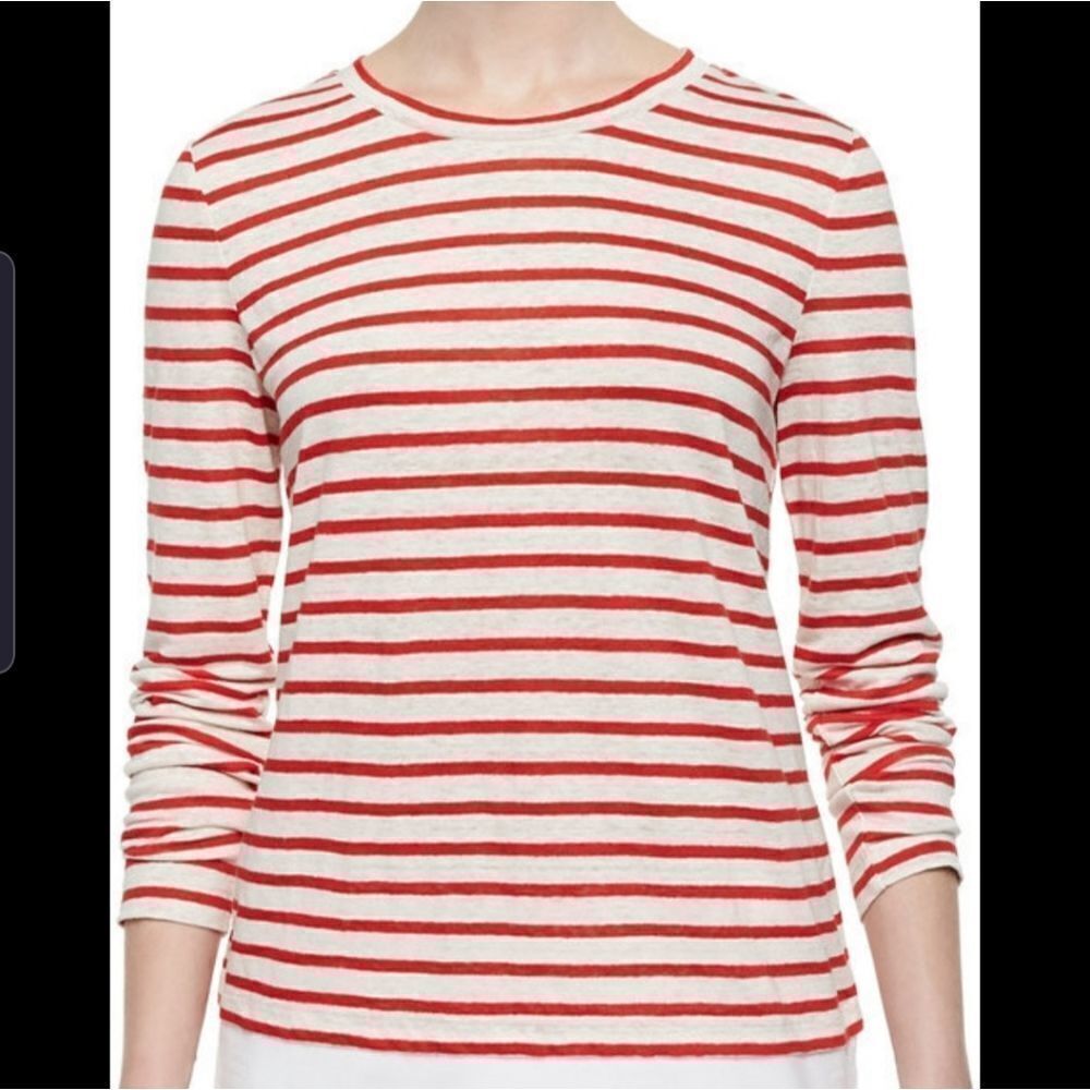 Tory Burch striped linen jerset tshirt red&white s